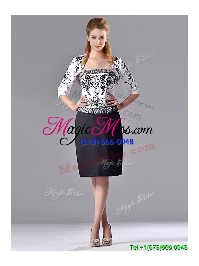 wholesale elegant  column strapless knee-length short mother groom dress with jacket