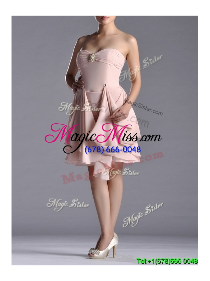 wholesale exclusive sweetheart chiffon beaded cheap dress in light pink