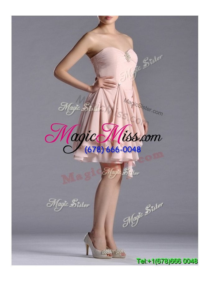 wholesale exclusive sweetheart chiffon beaded cheap dress in light pink