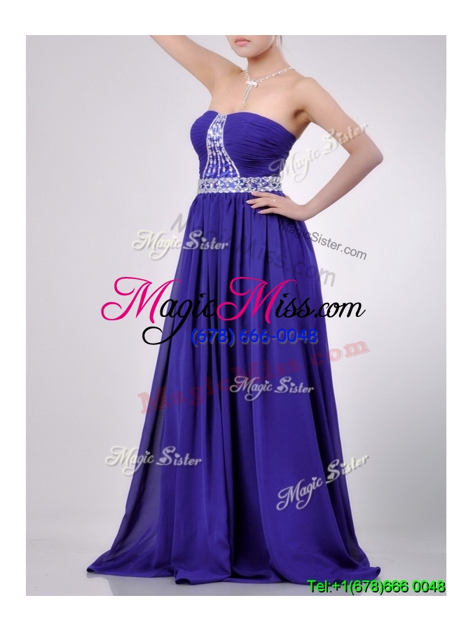 wholesale empire strapless beaded purple long cheap dress for evening
