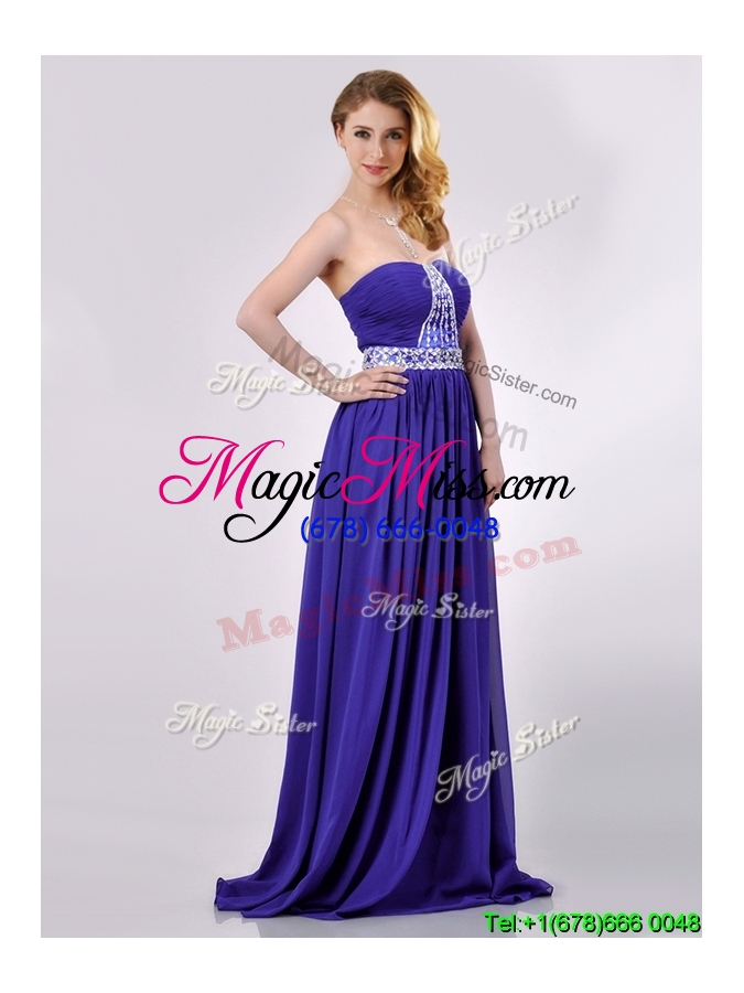 wholesale empire strapless beaded purple long cheap dress for evening