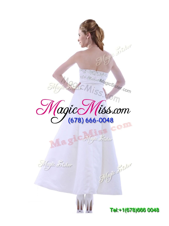 wholesale sexy ankle length white prom dress with embroidery and beading