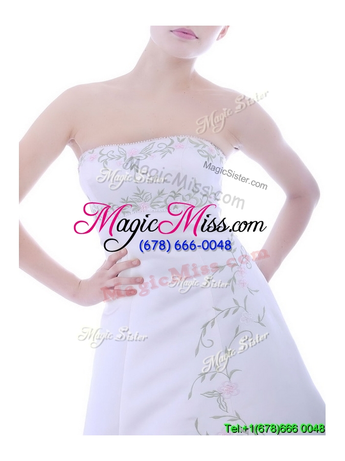 wholesale sexy ankle length white prom dress with embroidery and beading