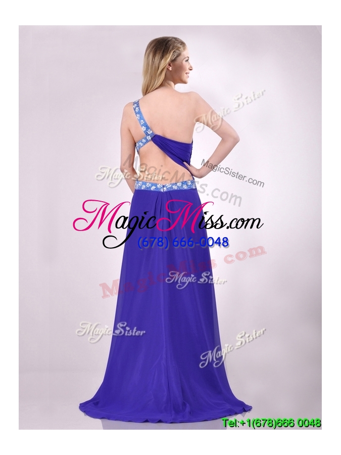 wholesale sexy brush train one shoulder prom dress with criss cross