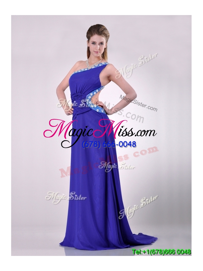 wholesale sexy brush train one shoulder prom dress with criss cross