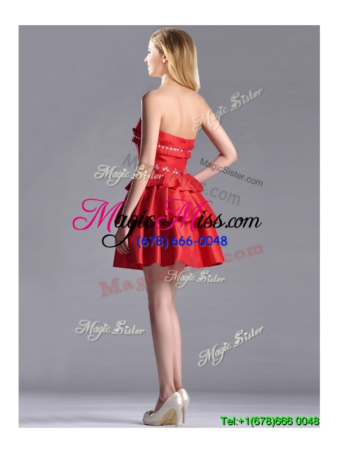 wholesale sexy  red strapless prom dress with ruffled layers and beading