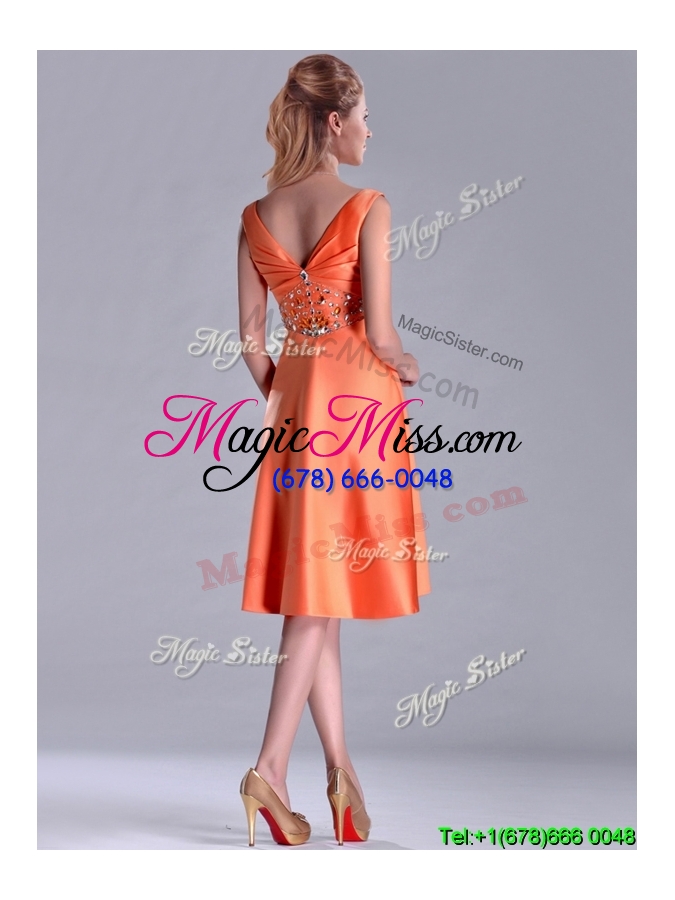wholesale sexy v neck beaded short prom dress in orange red