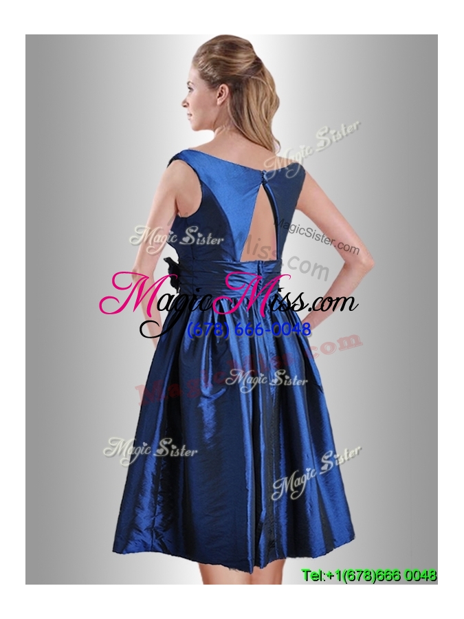 wholesale sexy open back hand crafted flower prom dress in royal blue