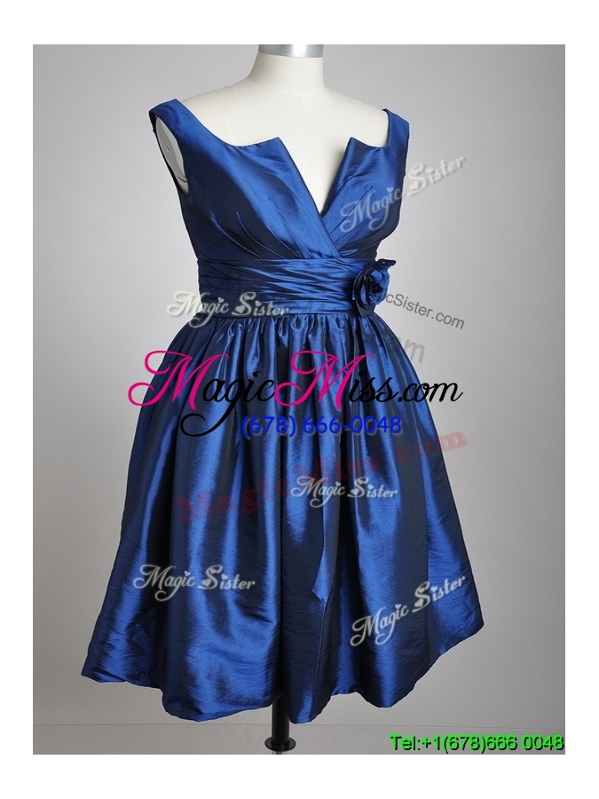 wholesale sexy open back hand crafted flower prom dress in royal blue