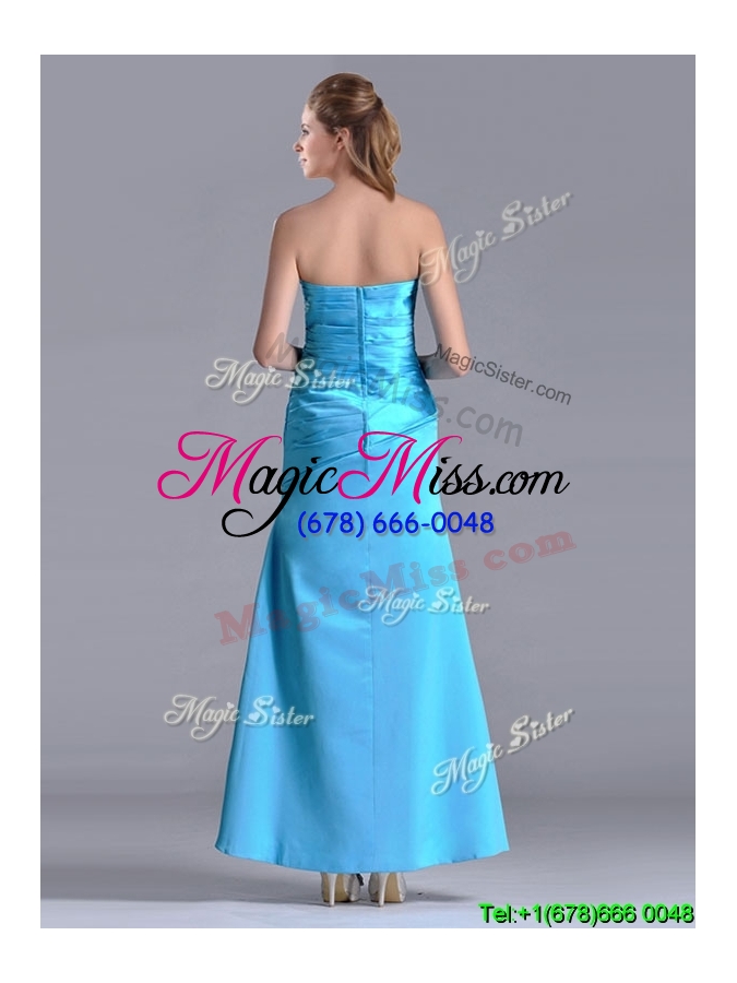 wholesale sexy sweetheart aqua blue ankle length prom dress in taffeta