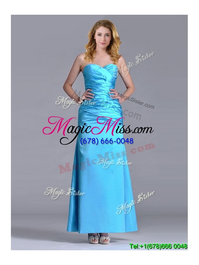 wholesale sexy sweetheart aqua blue ankle length prom dress in taffeta