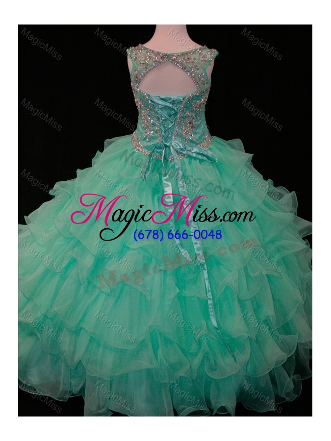 wholesale new arrivals mint scoop fashionable little girl pageant dress with beading and ruffled layers