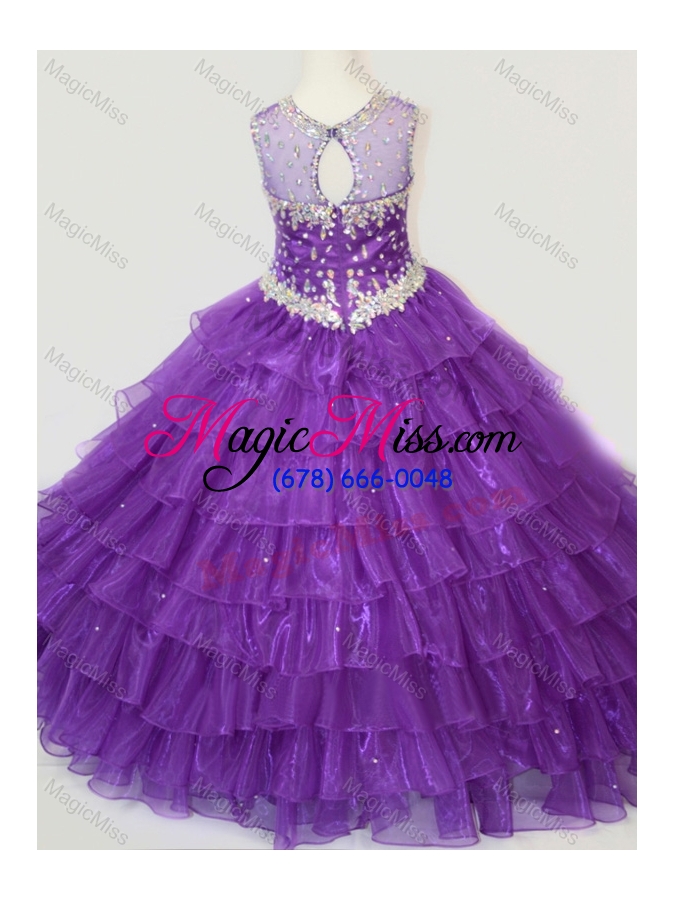 wholesale pretty rose pink mini quinceanera  dress with beading and ruffled layers