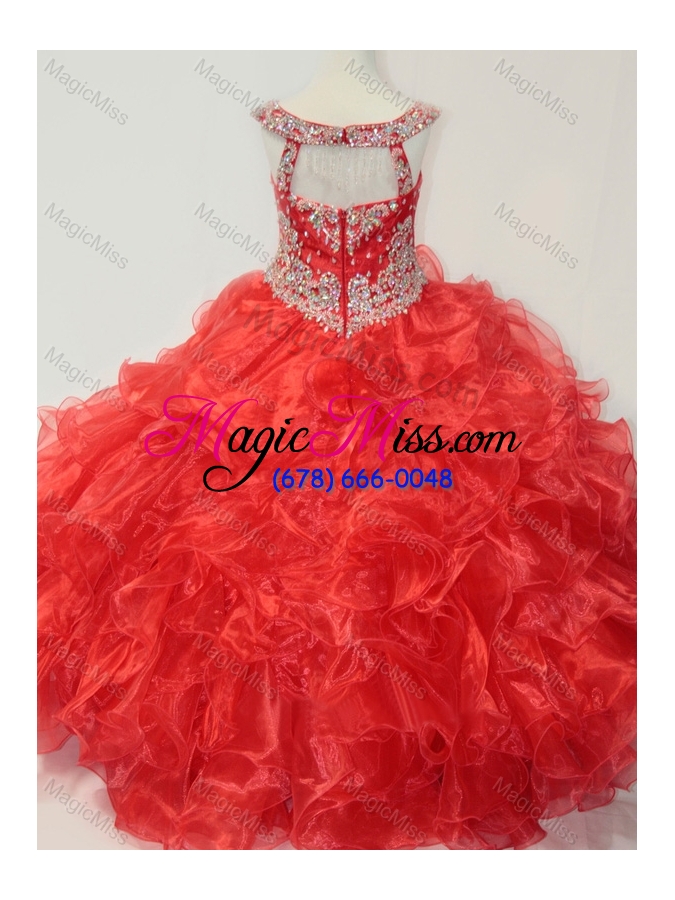 wholesale beautiful beaded and ruffled organza  mini quinceanera dress in red