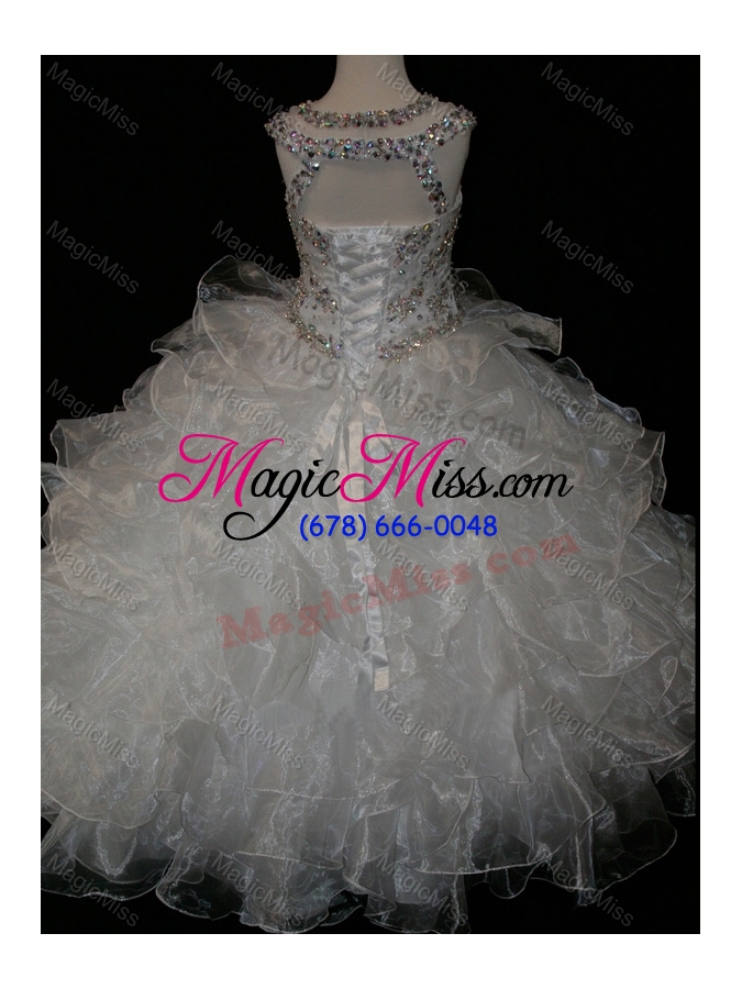 wholesale princess ball gown scoop beaded bodice lace up  mini quinceanera dress in white