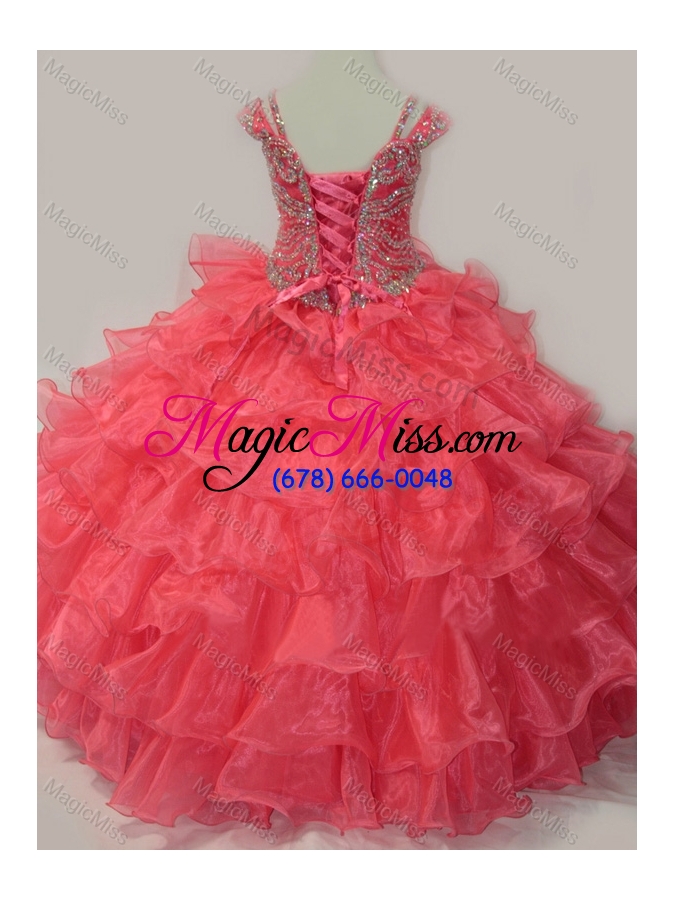 wholesale perfect sweetheart beaded mini quinceanera dress with spaghetti straps in coral red