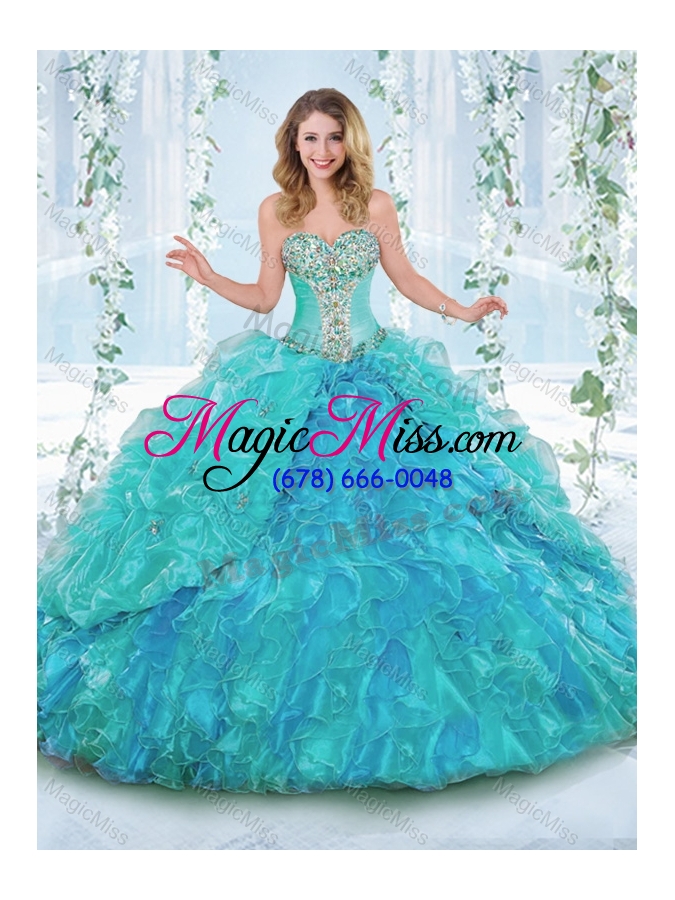 wholesale new arrivals rhinestoned and ruffled detachable quinceanera gowns  in organza