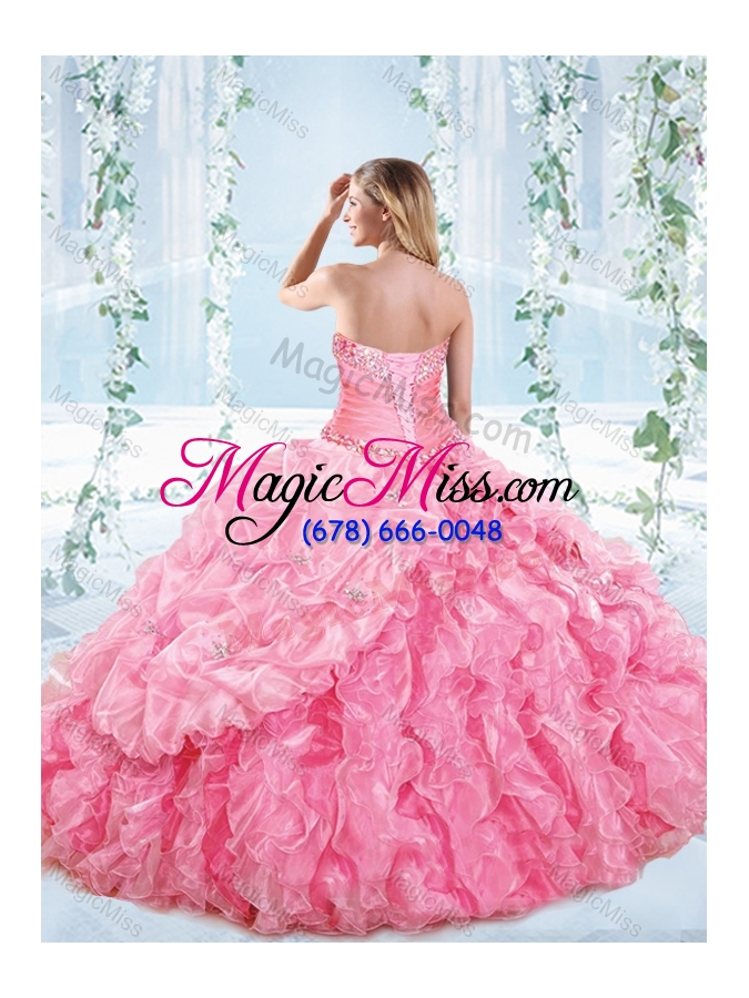 wholesale new arrivals rhinestoned and ruffled detachable quinceanera gowns  in organza