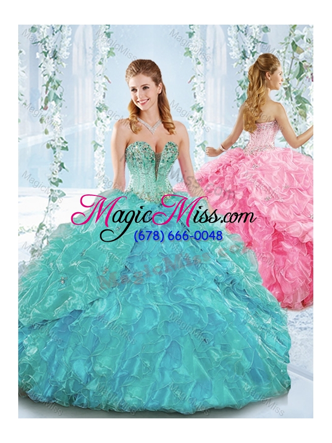 wholesale deep v neckline detachable quinceanera gowns with beading and ruffles