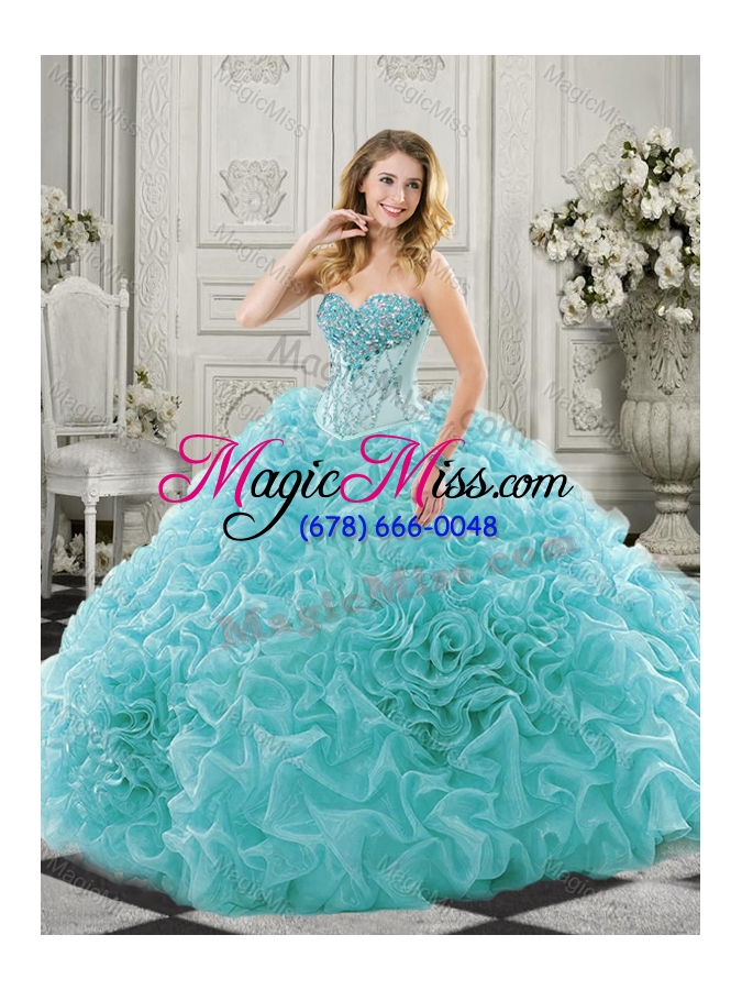 wholesale best really puffy chapel train sweet fifteen dresses  with ruffles and colorful beading