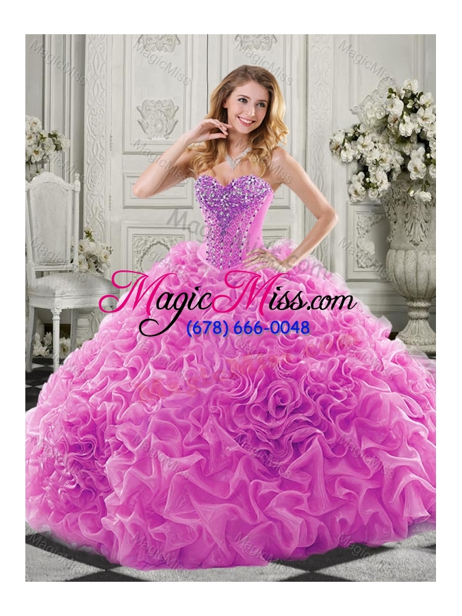 wholesale 2016 low price big puffy beaded and ruffled sweet fifteen dresses  in organza