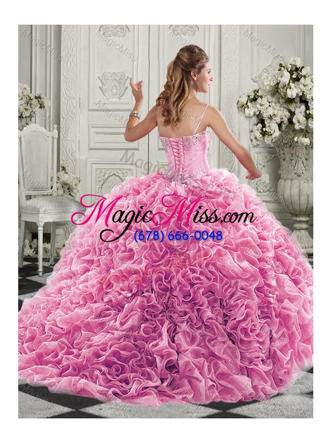 wholesale classical big puffy beaded and ruffled sweet fifteen dresses  in organza