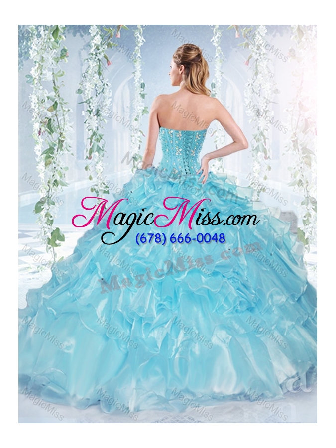 wholesale latest visible boning beaded bodice sweet sixteen dresses  in organza