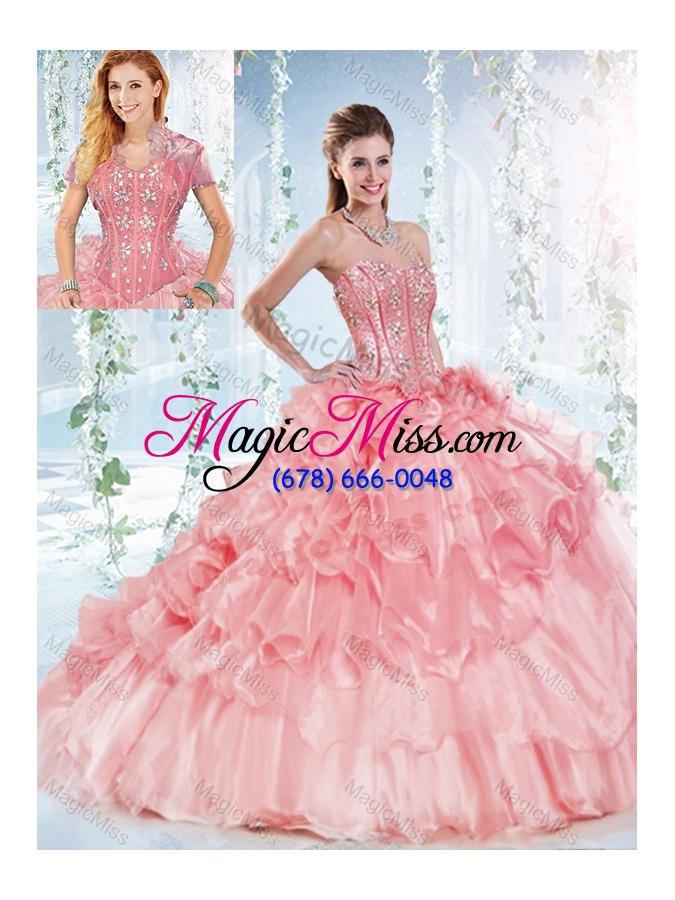 wholesale latest visible boning beaded bodice sweet sixteen dresses  in organza