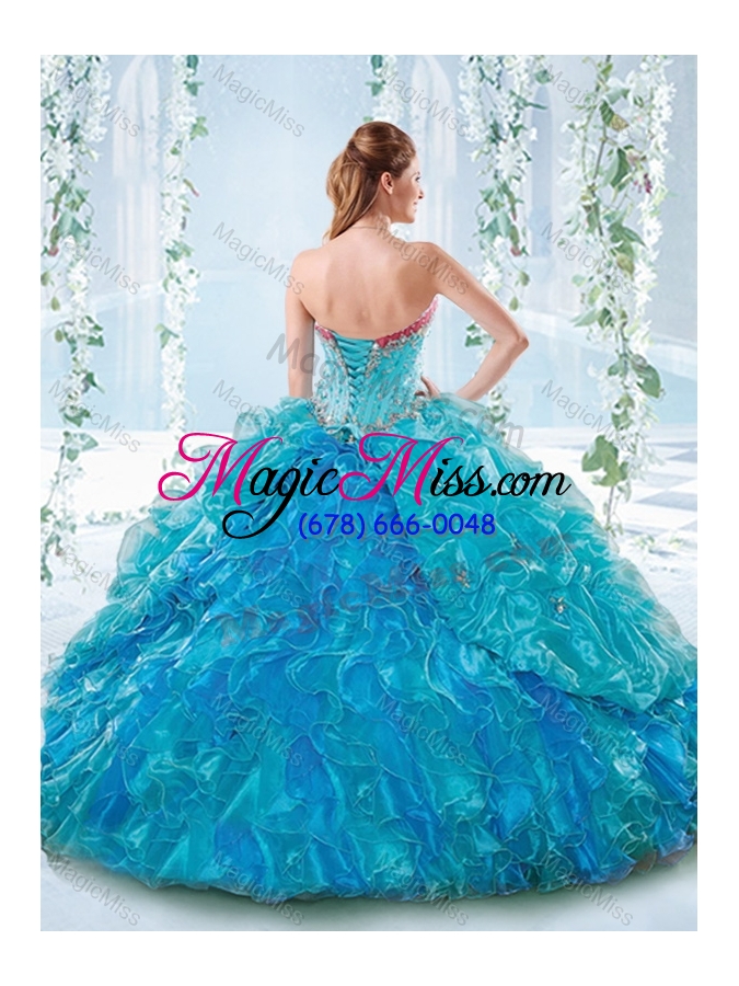 wholesale exclusive beaded bodice and ruffled  sweet 16 dress in organza
