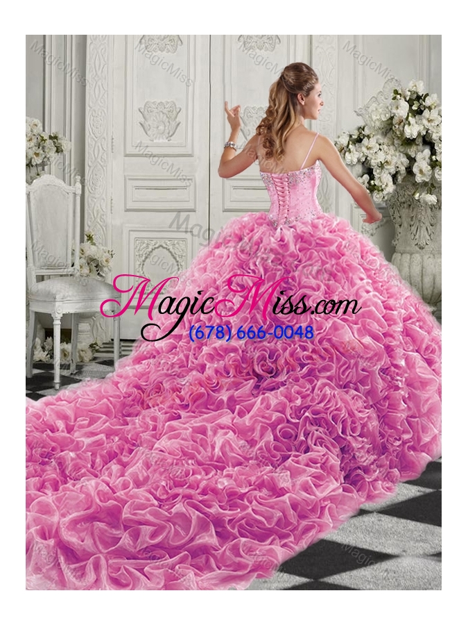 wholesale simple beaded and ruffled lace up sweetheart unique quinceanera dresses in organza