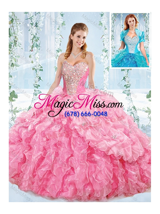 wholesale best selling sweetheart quinceanera dress with beaded bodice and ruffles