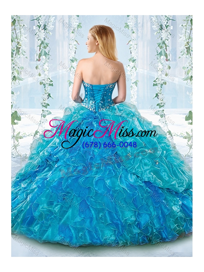 wholesale visible boning big puffy detachable quinceanera dress with ruffles and beading