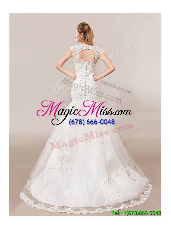 wholesale decent column button up wedding dress with beading and lace for 2016