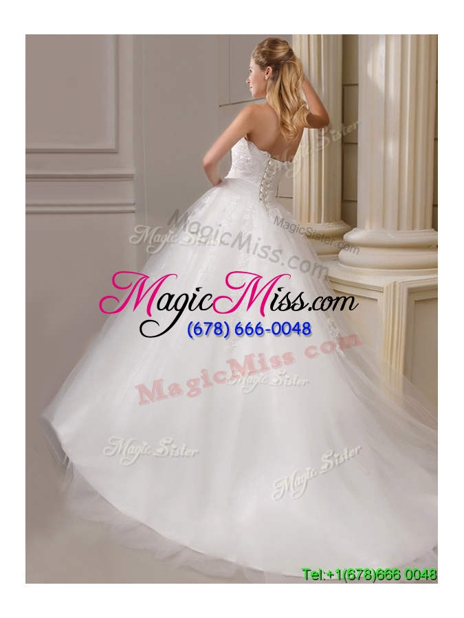wholesale 2016 ball gown court train wedding dresses with appliques and ruching