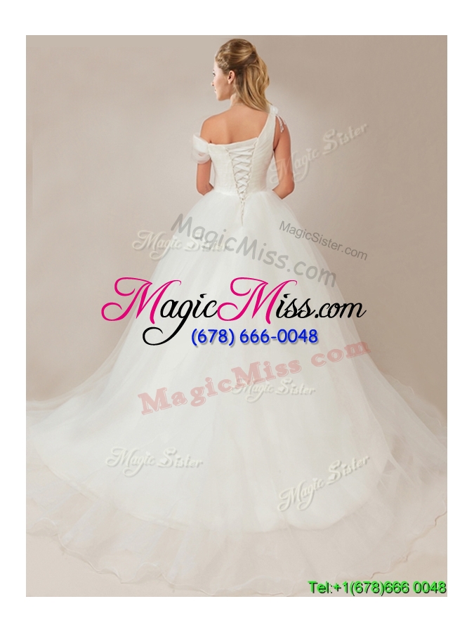 wholesale fashionable asymmetrical wedding dresses with beading and ruching