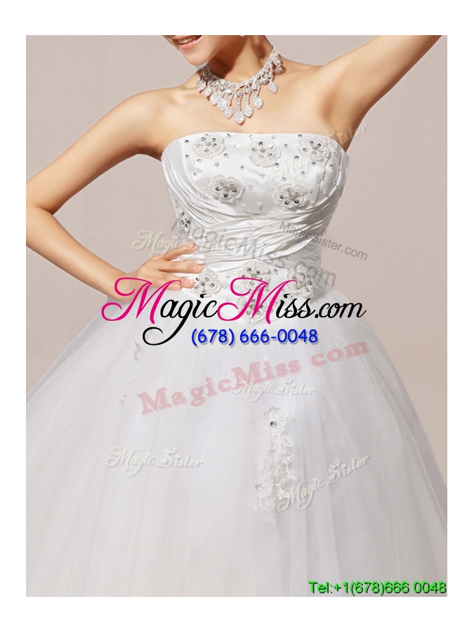wholesale perfect ball gown beaded and applique wedding dresses with strapless