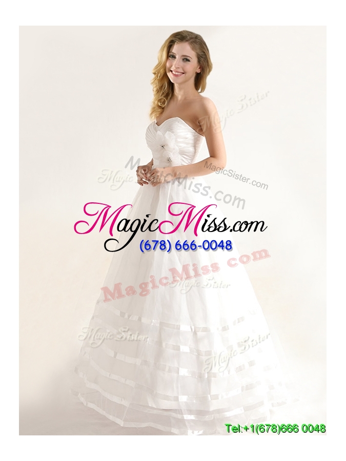 wholesale perfect a-line organza wedding dresses with handle made flower and ruching