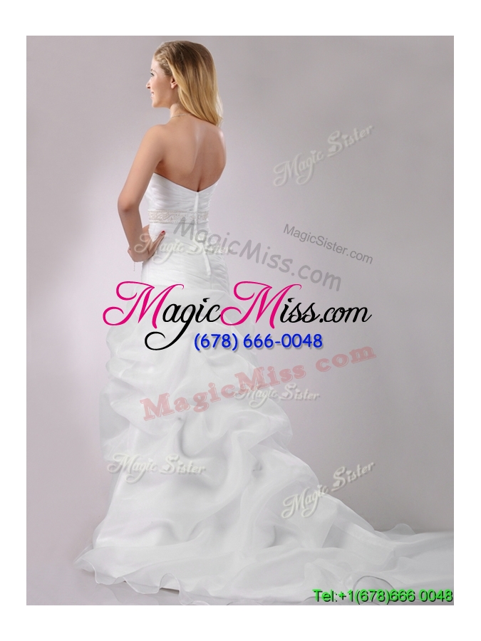 wholesale mermaid sweetheart beaded decorate waist brush train wedding dresses