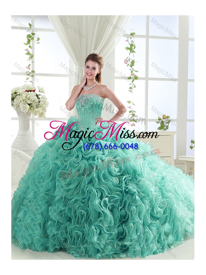 wholesale popular beaded big puffy detachable quinceanera gowns in rolling flower