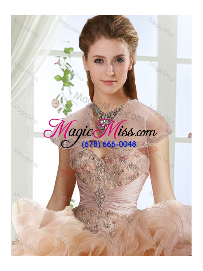 wholesale elegant big puffy rolling flowers detachable quinceanera gowns with beading and appliques