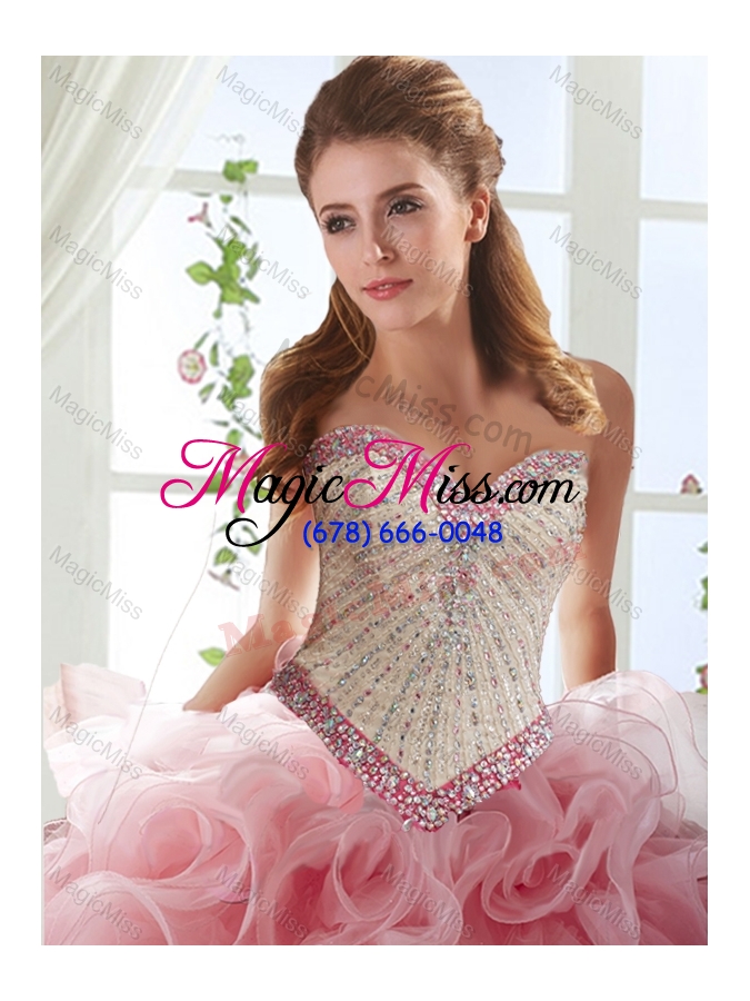 wholesale sophisticated rolling flowers detachable quinceanera gowns  with brush train