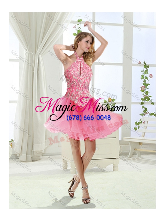 wholesale fashionable halter top detachable quinceanera gowns  with beading and appliques