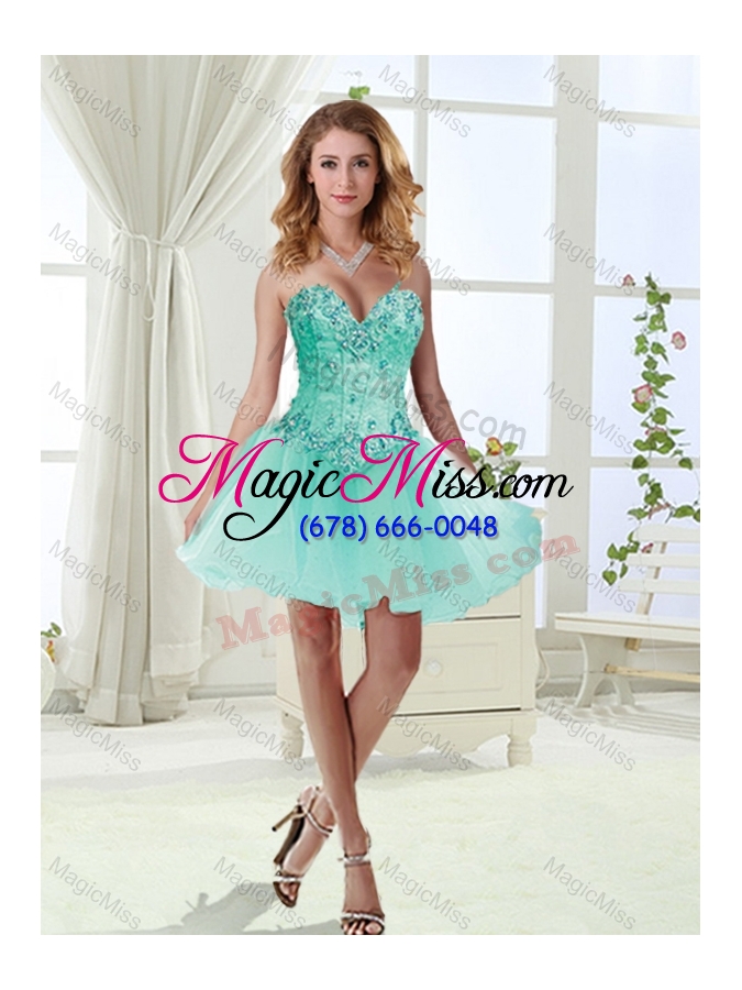 wholesale popular rolling flower mint detachable quinceanera gowns  with brush train
