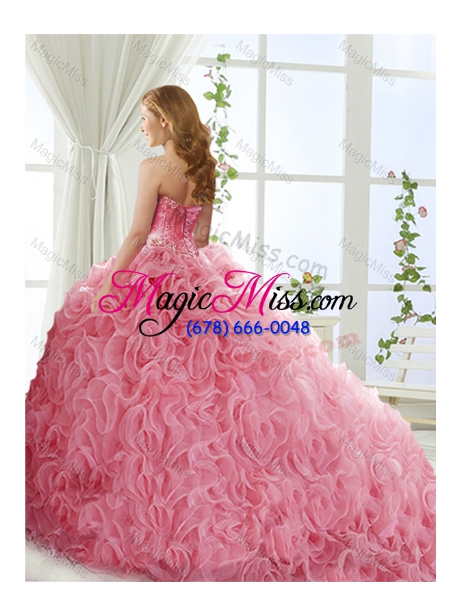 wholesale feminine visible boning beaded sweet sixteen dress in rolling flowers