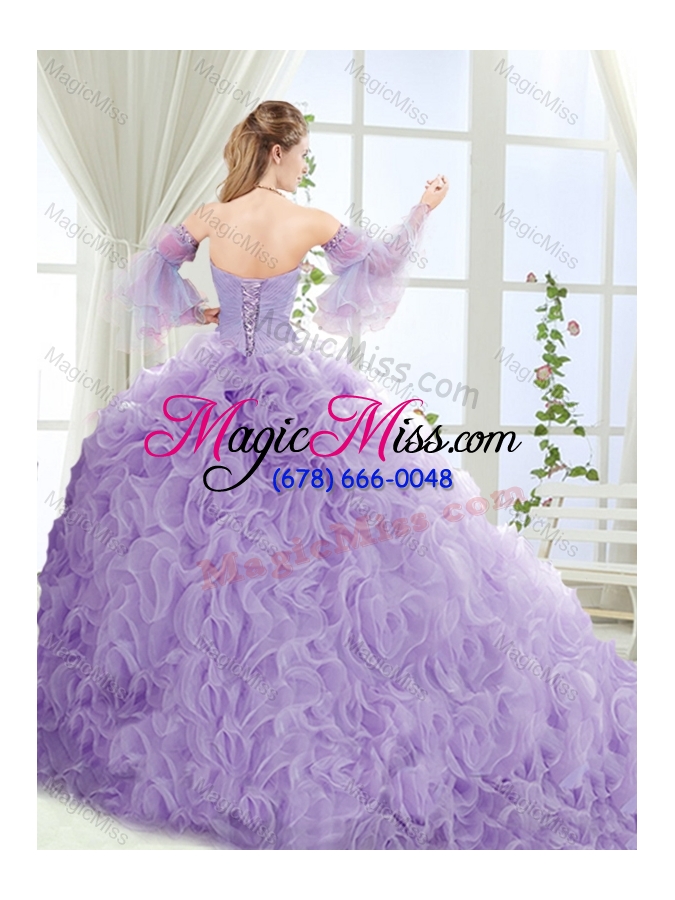 wholesale exquisite beaded big puffy sweet sixteen dress with brush train