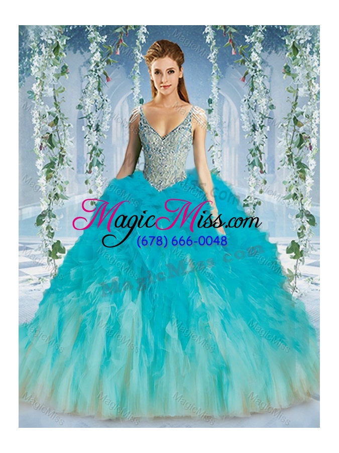 wholesale beautiful deep v neck big puffy sweet sixteen dress with beaded decorated cap sleeves