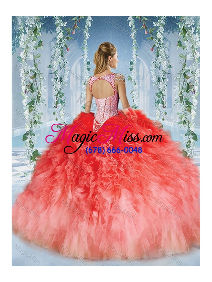wholesale beautiful deep v neck big puffy sweet sixteen dress with beaded decorated cap sleeves