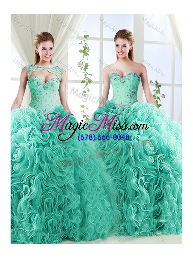 wholesale elegant beaded and applique detachable sweet fifteen dresses  in rolling flower