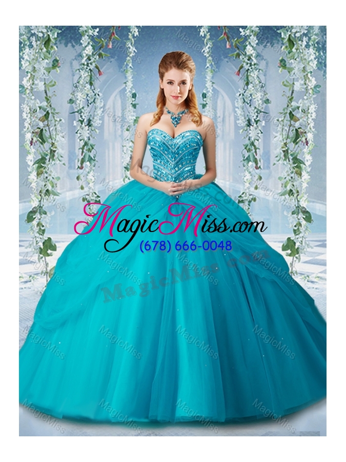 wholesale elegant beaded and ruffled big puffy sweet fifteen dresses  in baby blue