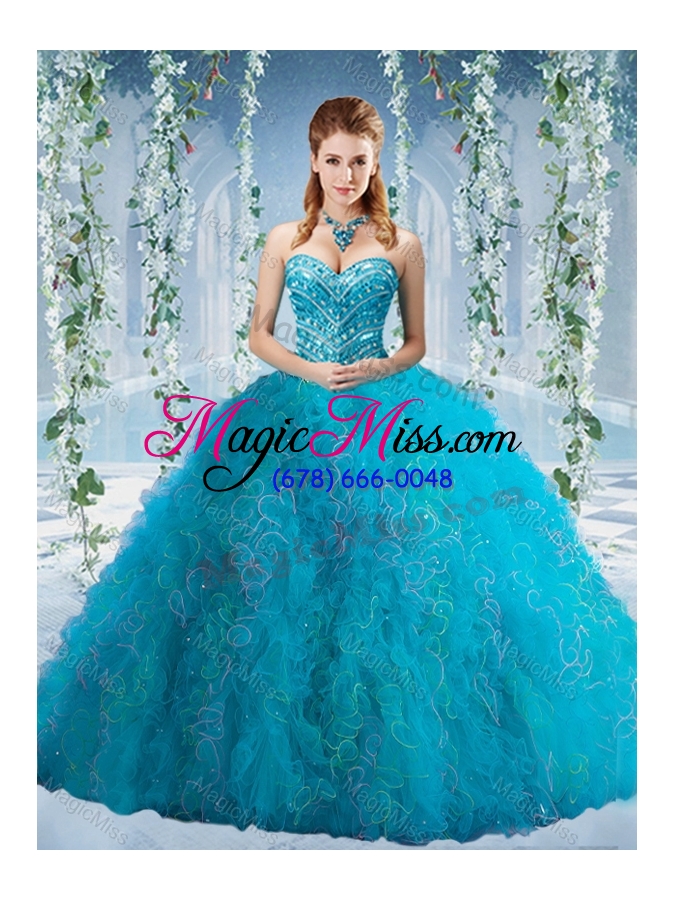 wholesale unique beaded and ruffled quinceanera dress with big puffy